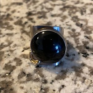 Contemporary Artisan Sterling 14k Onyx Ring